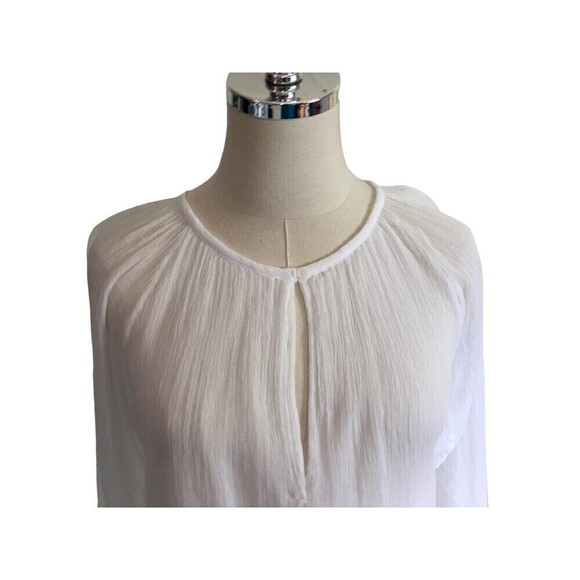 NEW KristenseN Du Nord 10 12  White 100% Silk Sheer Blouse Women’s 3 Top Italy - Picture 2 of 7